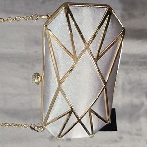 INC International Concepts Alea Geometric Clutch Shoulder BagStyle Silver/Gold